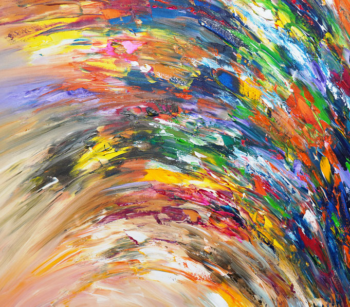 Detail des abstrakten großformatigen Gemälde des Kunstmalers Peter Nottrott