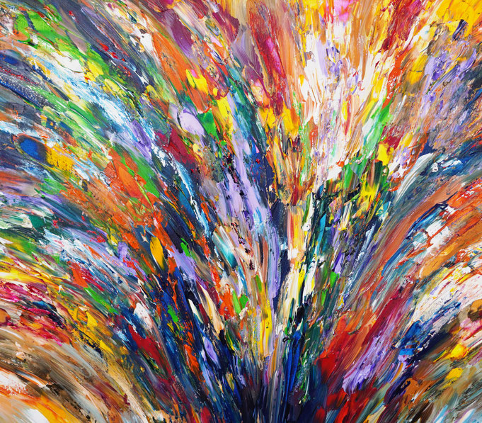 Detail des abstrakten großformatigen Gemälde des Kunstmalers Peter Nottrott