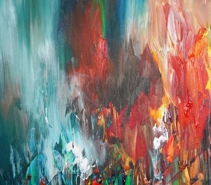 Detail des abstrakten großformatigen Gemälde des Kunstmalers Peter Nottrott