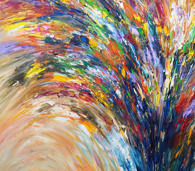 Detail des abstrakten großformatigen Gemälde des Kunstmalers Peter Nottrott