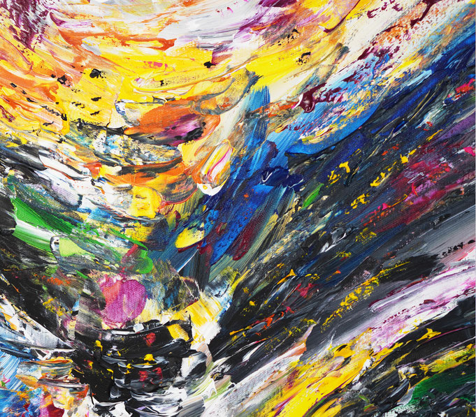 Detail des abstrakten großformatigen Gemälde des Kunstmalers Peter Nottrott
