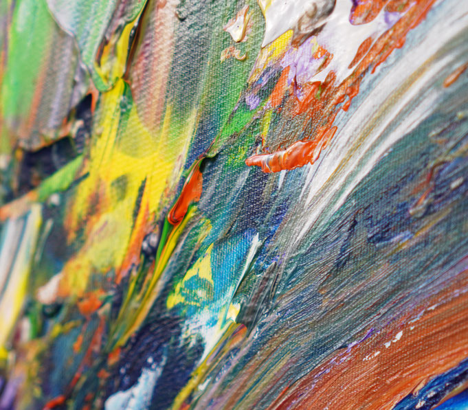 Detail des abstrakten großformatigen Gemälde des Kunstmalers Peter Nottrott
