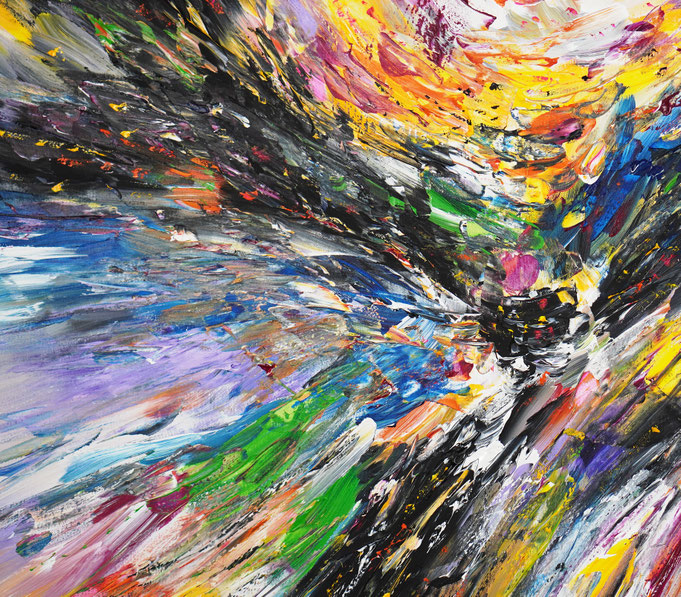 Detail des abstrakten großformatigen Gemälde des Kunstmalers Peter Nottrott