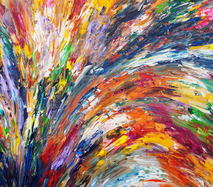 Detail des abstrakten großformatigen Gemälde des Kunstmalers Peter Nottrott