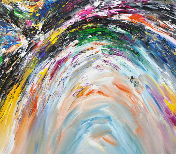 Detail des abstrakten großformatigen Gemälde des Kunstmalers Peter Nottrott