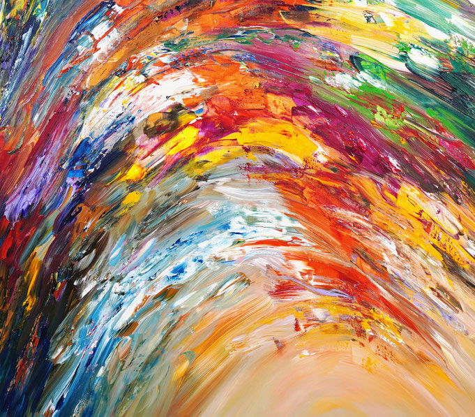 Detail des abstrakten großformatigen Gemälde des Kunstmalers Peter Nottrott