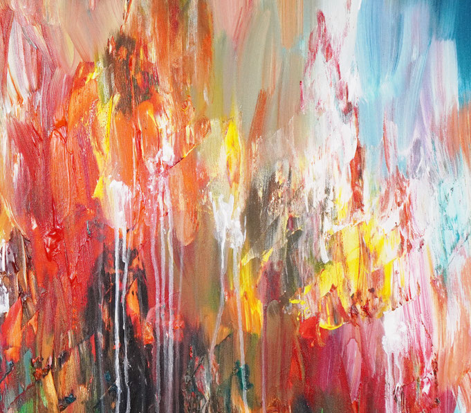 Detail des abstrakten großformatigen Gemälde des Kunstmalers Peter Nottrott