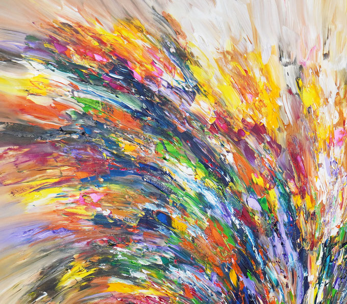 Detail des abstrakten großformatigen Gemälde des Kunstmalers Peter Nottrott