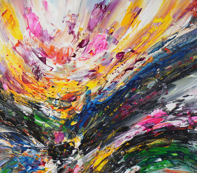 Detail des abstrakten großformatigen Gemälde des Kunstmalers Peter Nottrott