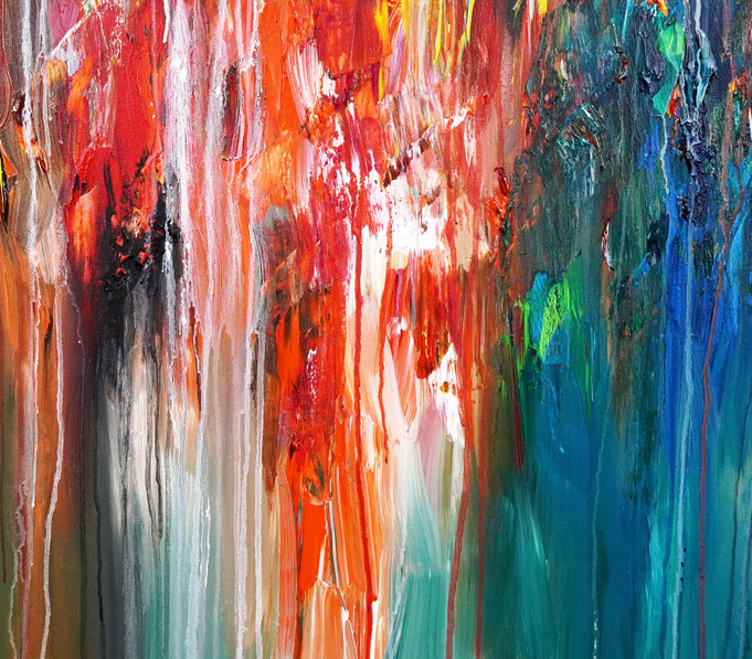 Detail des abstrakten großformatigen Gemälde des Kunstmalers Peter Nottrott