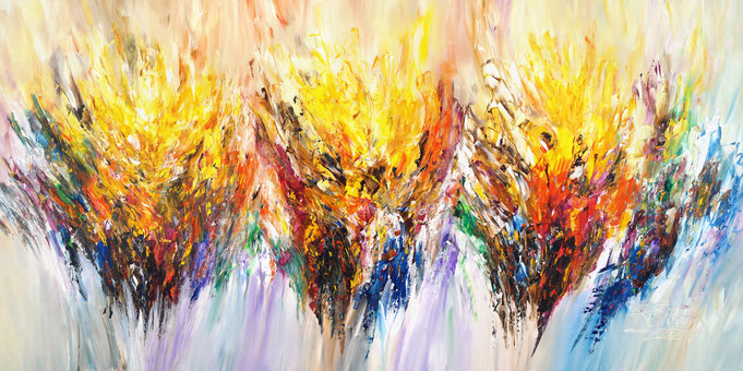 abstraktes Sommergemälde, Acryl auf Leinwand