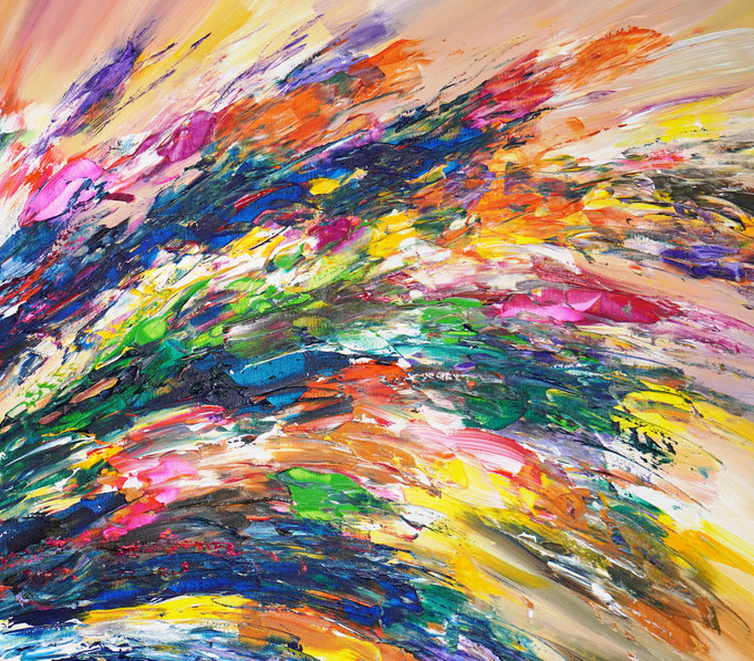 Detail des abstrakten großformatigen Gemälde des Kunstmalers Peter Nottrott