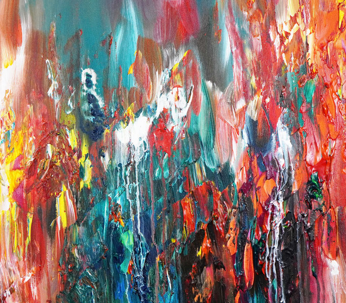 Detail des abstrakten großformatigen Gemälde des Kunstmalers Peter Nottrott