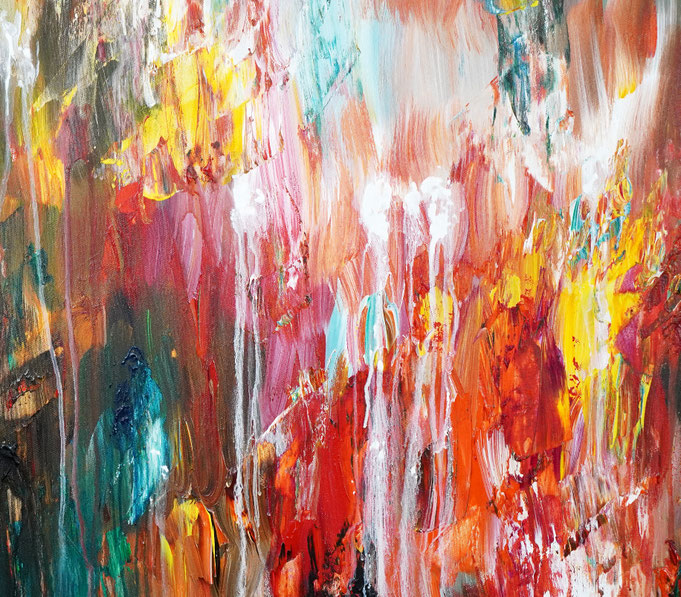 Detail des abstrakten großformatigen Gemälde des Kunstmalers Peter Nottrott