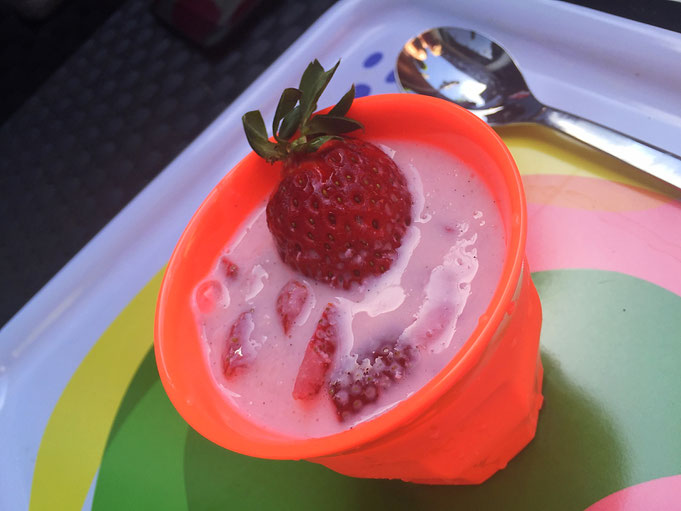 Rezept Frozen Jogurt selbst gemacht mit wenigen Zutaten| mit Erdbeeren und Vanille