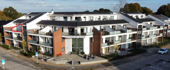 Straßenansicht, Wohnung 36 rot umrandet