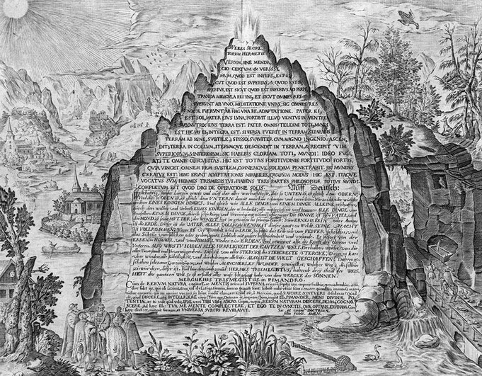 Stich der Tabula Smaragdina auf Latein und Deutsch von 1609
