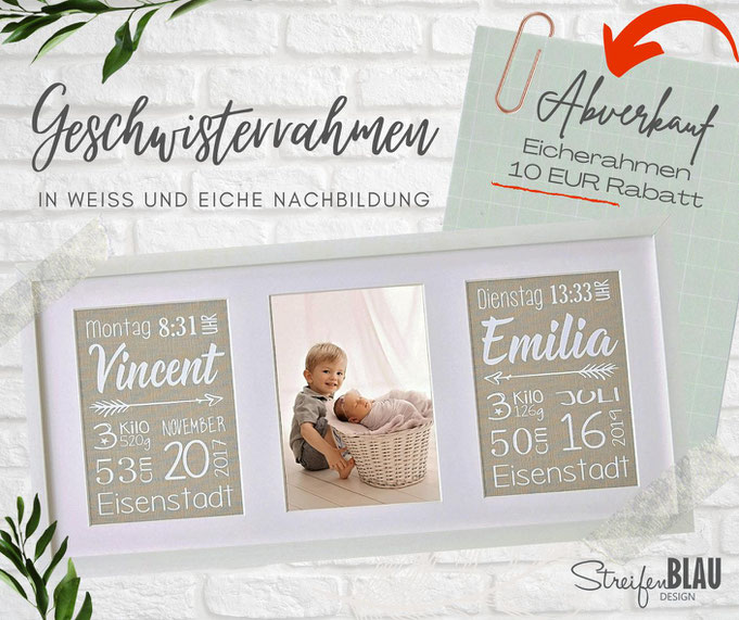 #Babygeschenk #personalisiert #Geschwisterrahmen, Geschenk zur Geburt