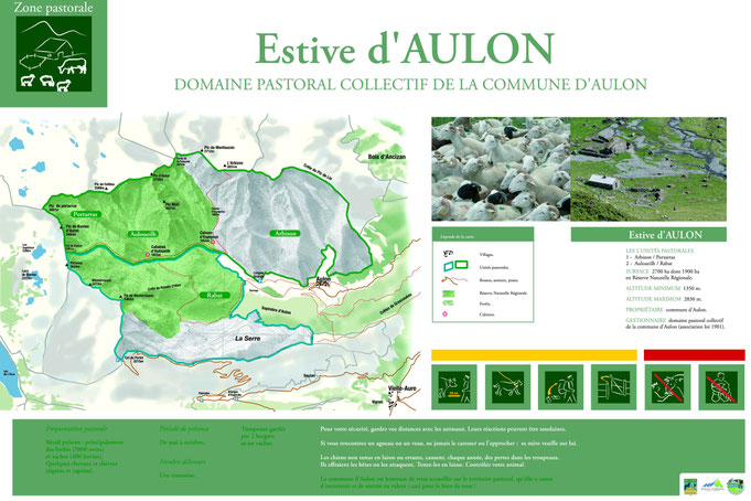 Panneau signalétique zone pastorale estive Hautes-Pyrénées pastoralisme
