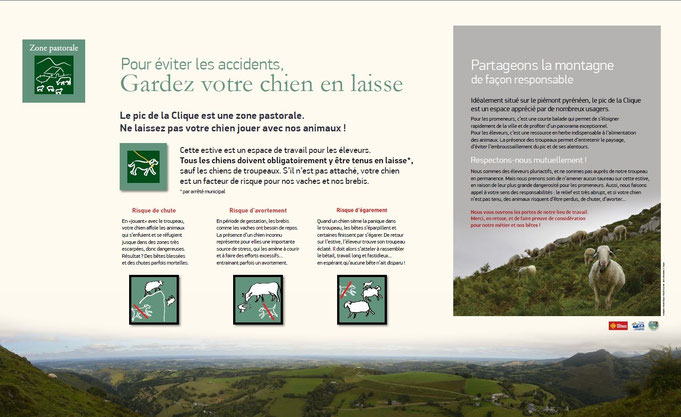 Panneau signalétique zone pastorale estive Hautes-Pyrénées pastoralisme