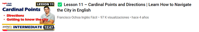 Lesson 11 – Cardinal Points and Directions | Learn How to Navigate the City in English