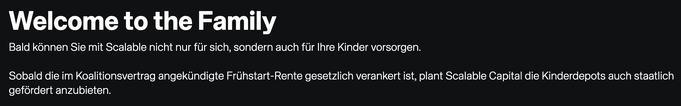 Scalable Capital Broker, Kinderdepot, Frühstart-Rente