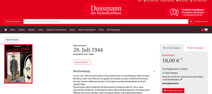 Am 20.Juli-1944 versucht Oberst-Claus-Schenk-Graf-von-Stauffenberg Hitler mit eine Bombe zu töten. Das Attentat ist Auftakt zu einem militärischen Umsturz, der den Zweiten-Weltkrieg beenden soll. Niels-Schröder präsentiert eine neue Graphic-Novel.