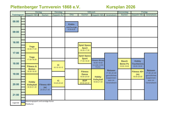 Plettenberger Turnverein 1868 e.V. Kursplan kompakt
