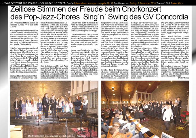 Erbenheimer Anzeiger Freitag, 7. Dezember 2018  Text und Bild: Dieter Klein