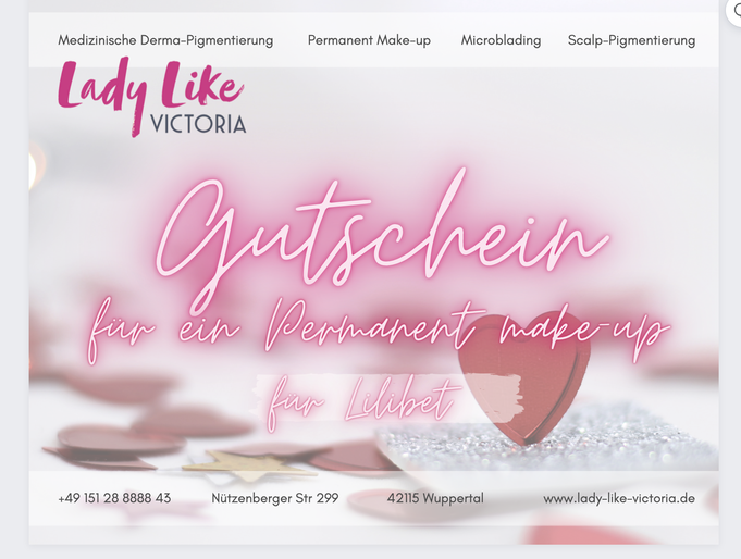Gutschein für ein PMU kaufen und sparen! Es ist hübsch und individuell gestaltet!