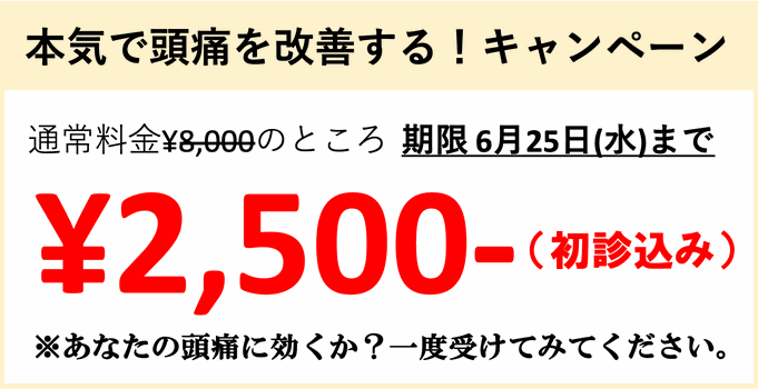 頭痛を本気で治すキャンペーン 初回お試し2500円