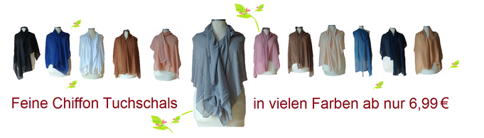 Chiffon Tuchschals , Schal, Weiß, Blau, Braun, Rosa, Grau, Schwarz