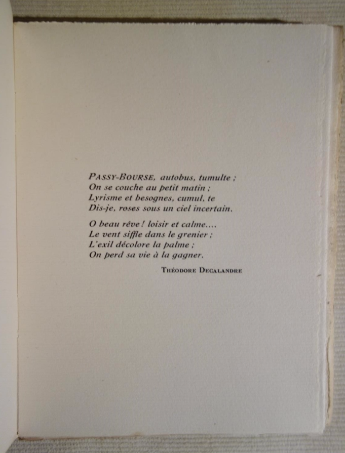 Tristan DEREME, Decalandrier ou de l'autobus Passy-Bourse à la poésie pure,  A la Cité des livres, 1927, édition originale, livre rare