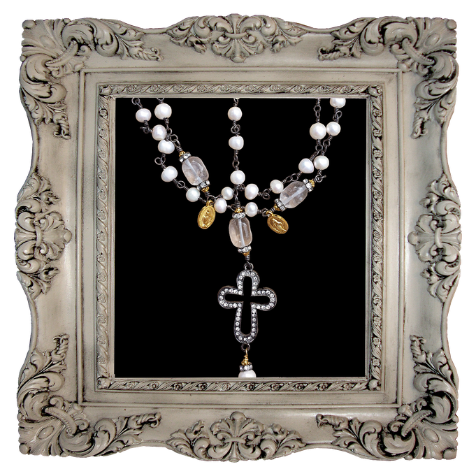 Rosendraht Rosendraht.de gesegnet Rosenkranz Gebetskette Schmuck christlich spirituell Segen Schmuck online kaufen webshop Schmuckshop Jesus Christus Maria Madonna Marienmedaillon Herz Edelstein Kreuz Marienmedaille gold silber schwarz Perlen Bergkristall