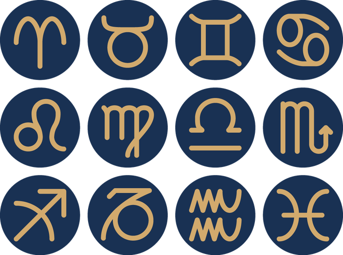 Symbole der astrologischen Sternzeichen auf keybylion.com