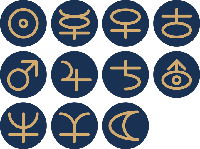 Symbole der Planeten auf keybylion.com