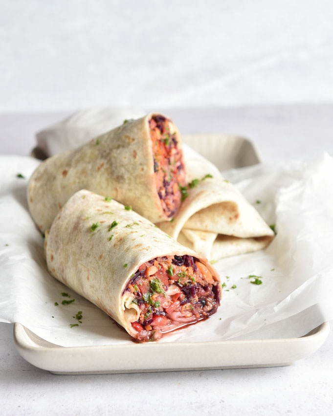 Asia Wrap mit Krautsalat und Erdnuss-Chili-Marinade, Thermomix