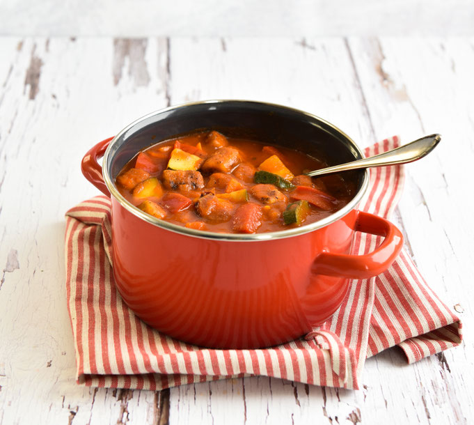 Schaschlick Topf als vegetarische Version aus dem Thermomix