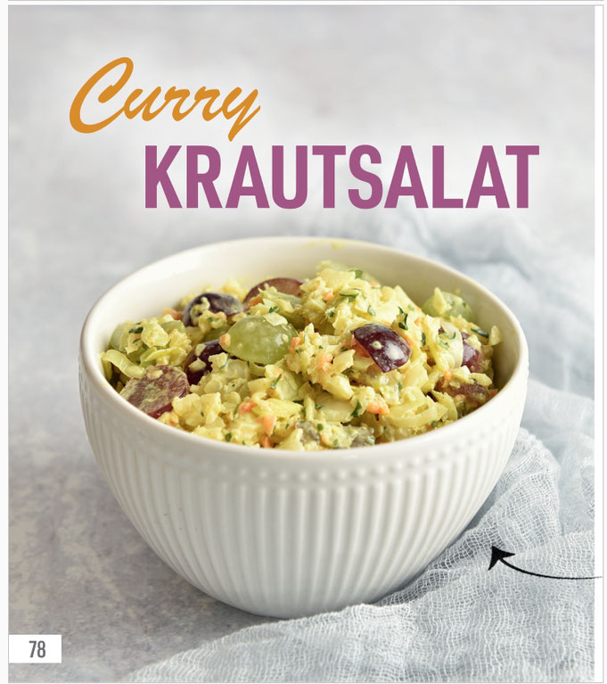 Curry Krautsalat, Partysalat, mit Weißkohl, Möhren (Karotten), Lauch, Weintrauben, Thermomix