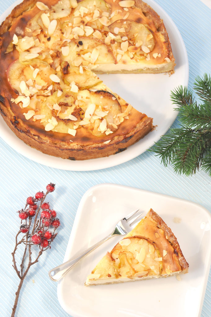 Apfelkuchen, Bratapfel Käsekuchen vegan möglich Käsekuchen zur Weihnachtszeit und Winterzeit aus dem Thermomix