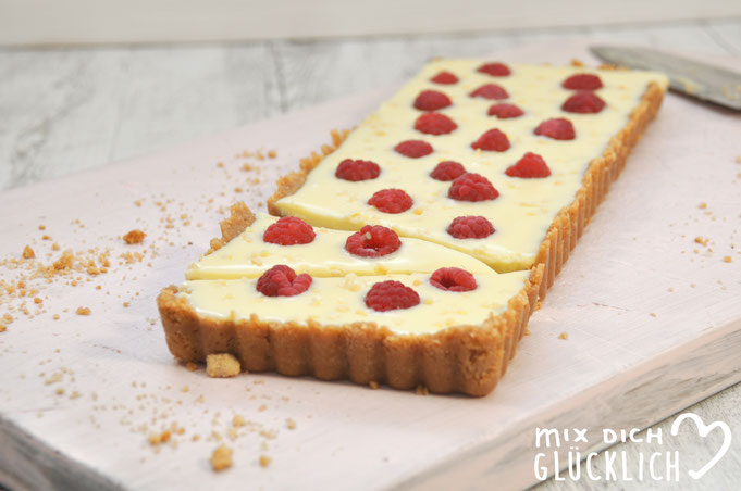 Weiße Schokoladentarte mit Himbeeren vegan möglich