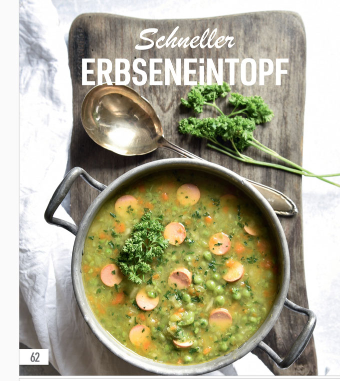 Schneller Erbsen Eintopf mit Würstchen, Suppengemüse, Kartoffeln, Thermomix