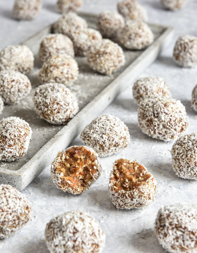 Carrot Cake Energie Bällchen, Energy Balls, gesund naschen, vegan, Thermomix