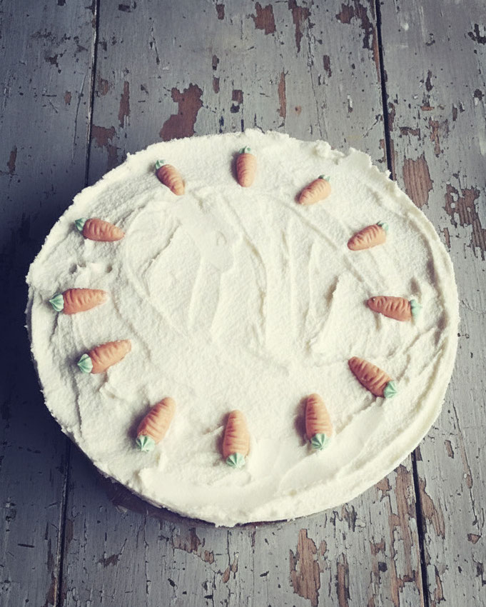 Rüblikuchen, Möhrenkuchen, Karottenkuchen  vegan aus dem Thermomix mit Frosting auch als Muffins oder kleine Springform möglich