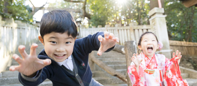 元気な男の子と七五三女の子-178photography