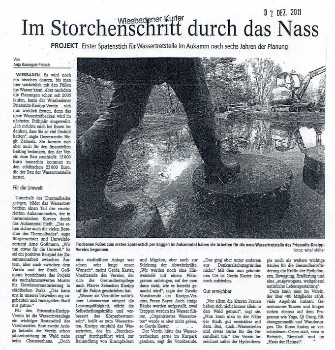 Bericht über den ersten Spatenstich, Wiesbadener Kurier vom 07.12.2011