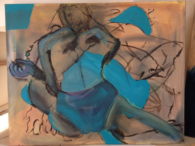 TÜRKIS ABSTRAKT, Acryl auf Leinwand,  65 cm * 80 cm