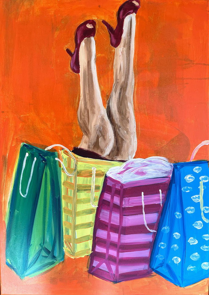 SHOPPING QUEEN, Acryl auf Leinwand,  50 cm * 70 cm