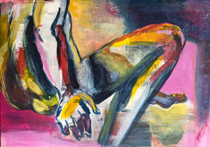 HÄNDE, Acryl auf Leinwand, 50 cm * 70 cm, unverkäuflich