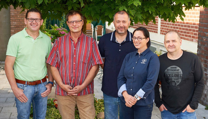 Der aktuelle Vorstand vom Unternehmernetzwerk fair-dienen, Lutz Kotthaus, Thomas Lange, Georg Pothmann, Tanja Domeyer, Thomas Mager